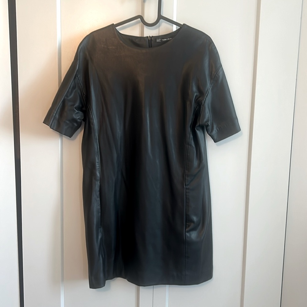 Zara black faux leather dress